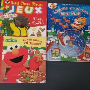 Livres de Noel, jeux, autocollants et CD